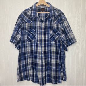 Plains Western Wear Big Man Short Sleeve Pearl Snap Shirt Size 3X
